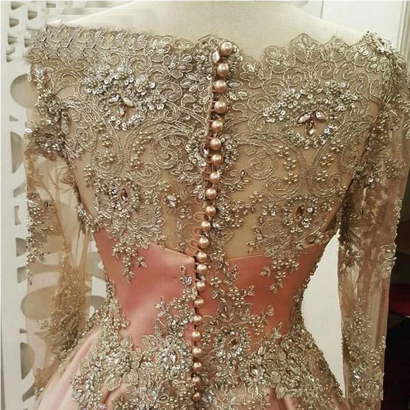 Women Formal Wear Dubai - Erröten Roségold Langarm Abendkleider für Frauen
