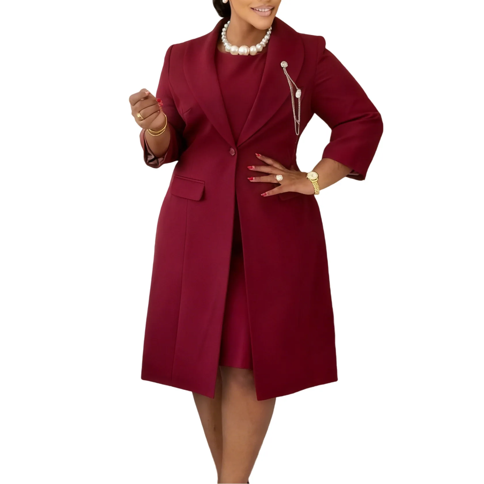 Women Formal Wear Dubai - Elegantes Zweiteiler-Set für Bürodamen Blazer-Mantel Brustkette