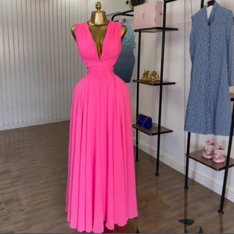Formal Wear Gowns For Women - Frauen Langes Kleid Strand Kleider V-ausschnitt