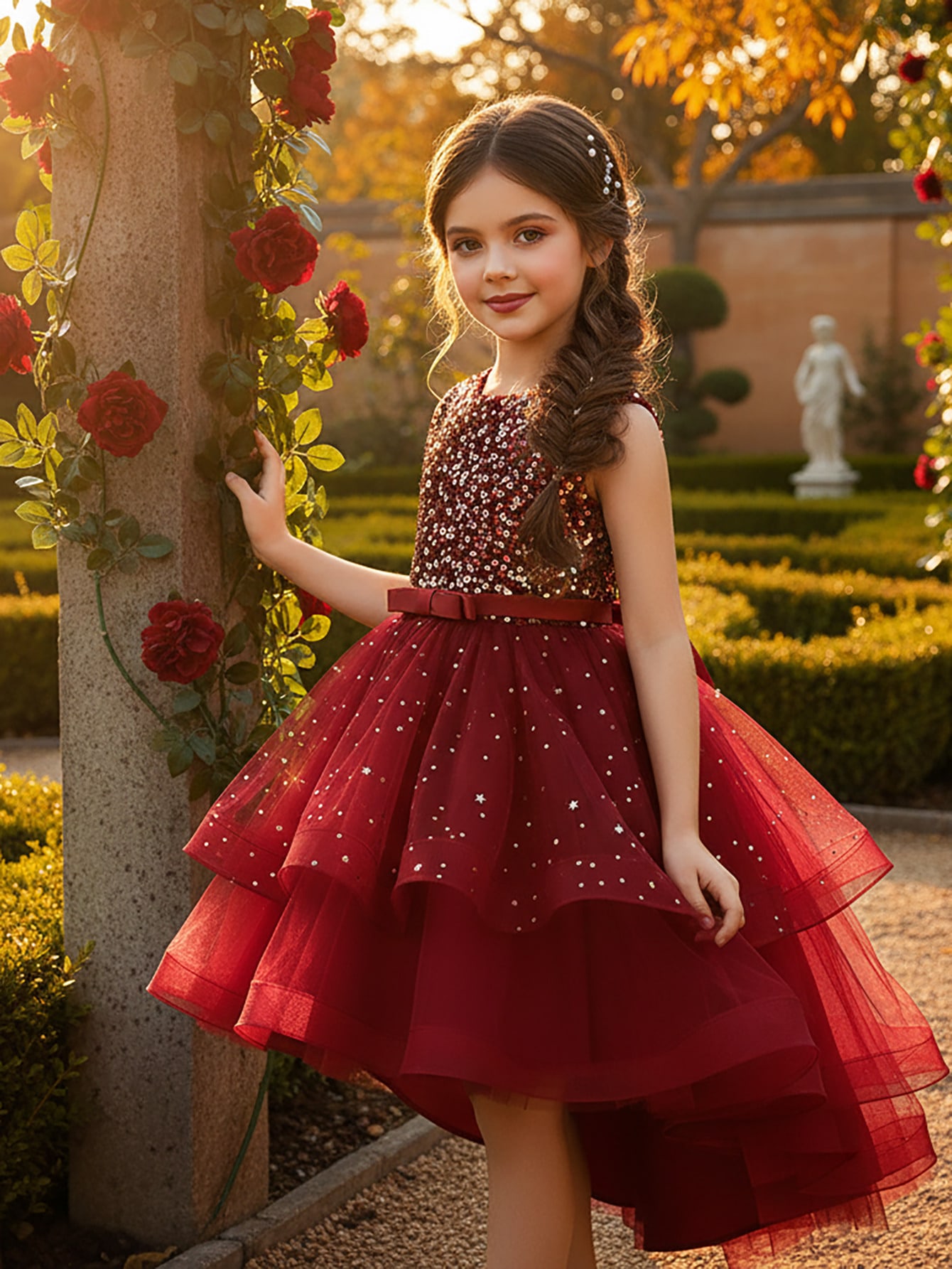 Women'S Formal Wear For Girls - Baby Mädchen Prinzessin Blumen Pailletten Kleid
