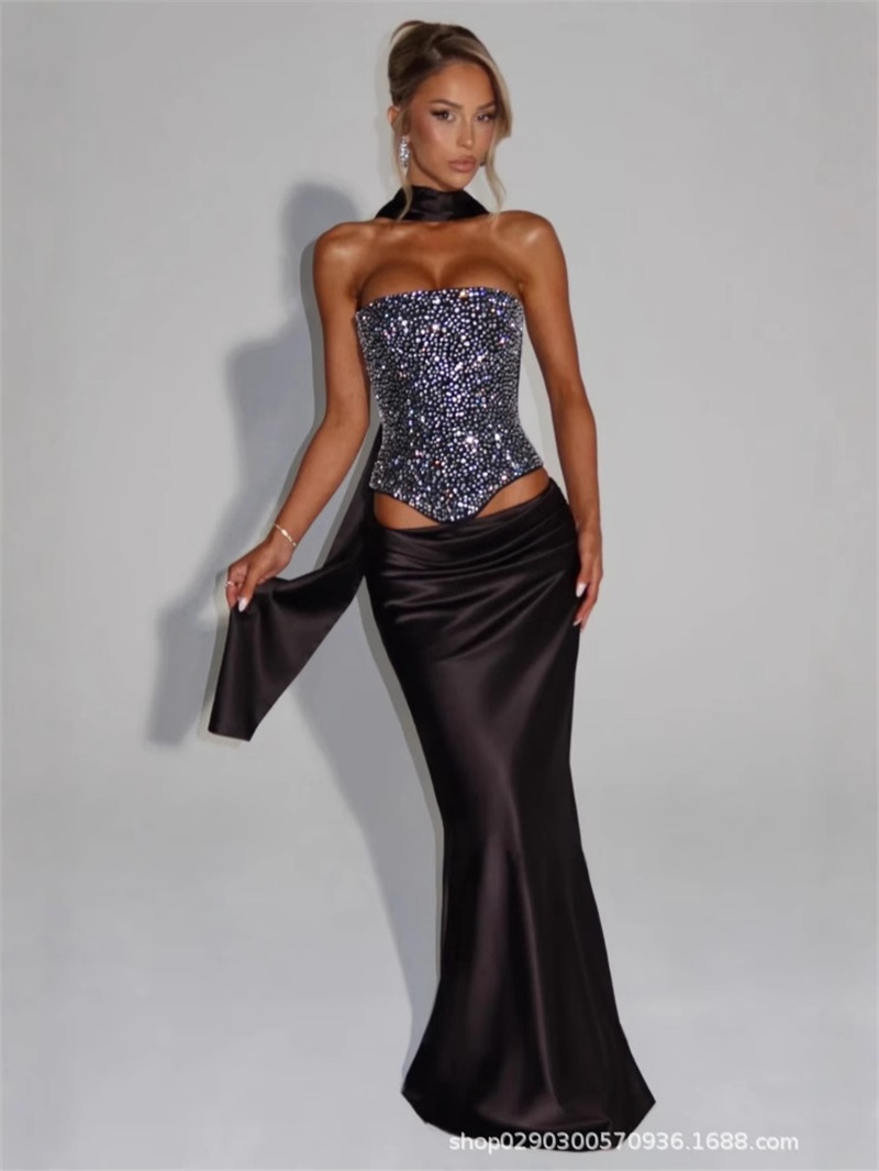 Women'S Formal Evening Wear Tops - Sexy Meerjungfrau-Damen-Abschlussballkleid, 2-teilig, ärmelloses Oberteil, BH