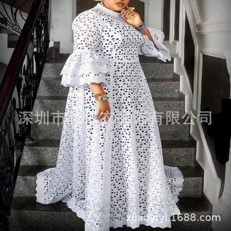 Formal Wear Gowns For Women - Weißes Kleid für Damen, ausgestellte Ärmel,