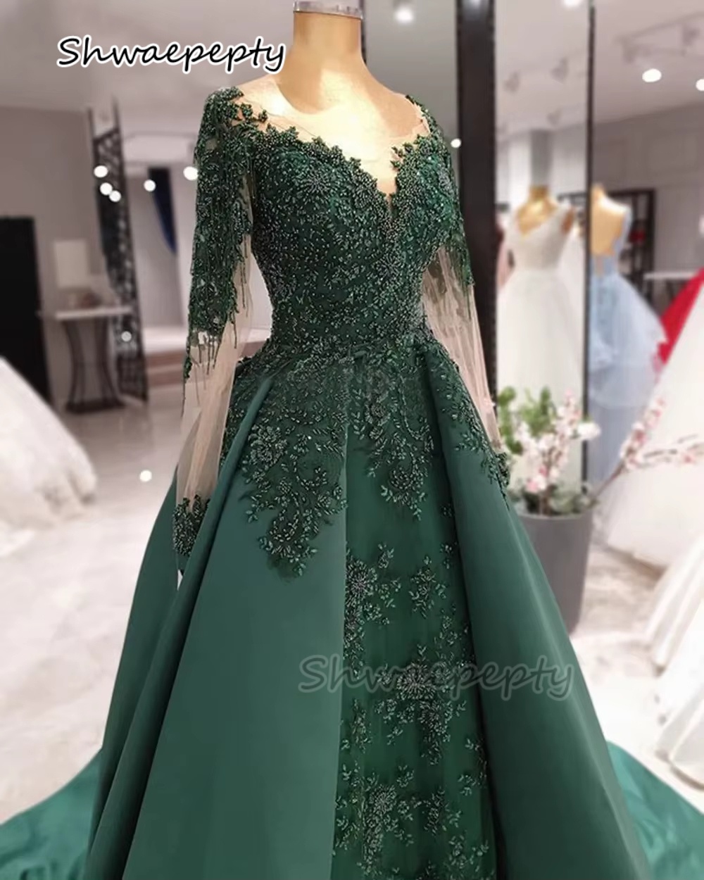 Women Formal Wear Dubai - Elegantes Hunter Green Abendkleid Arabisch Dubai