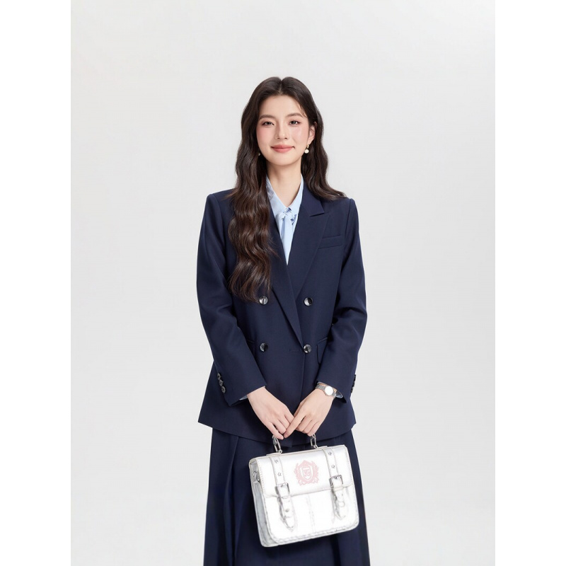 Women Formal Wear Korean - Marineblauer zweireihiger Damen-Businessanzug 2026 – Neuer