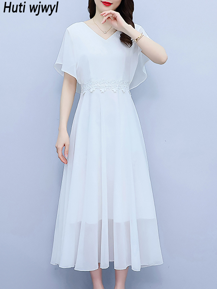 Formal Wear Gowns For Women - Sommer weiß Chiffon elegante Party langes