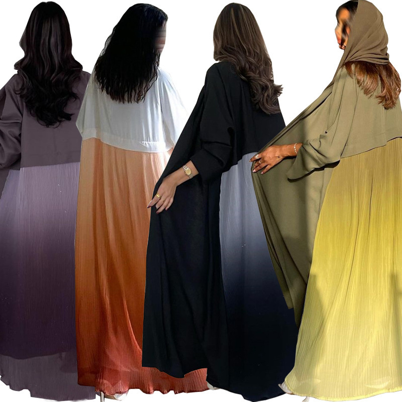 Women Formal Wear Dubai - Muslimische Damen Plissiertes Abaya-Kleid im Dubai-Stil