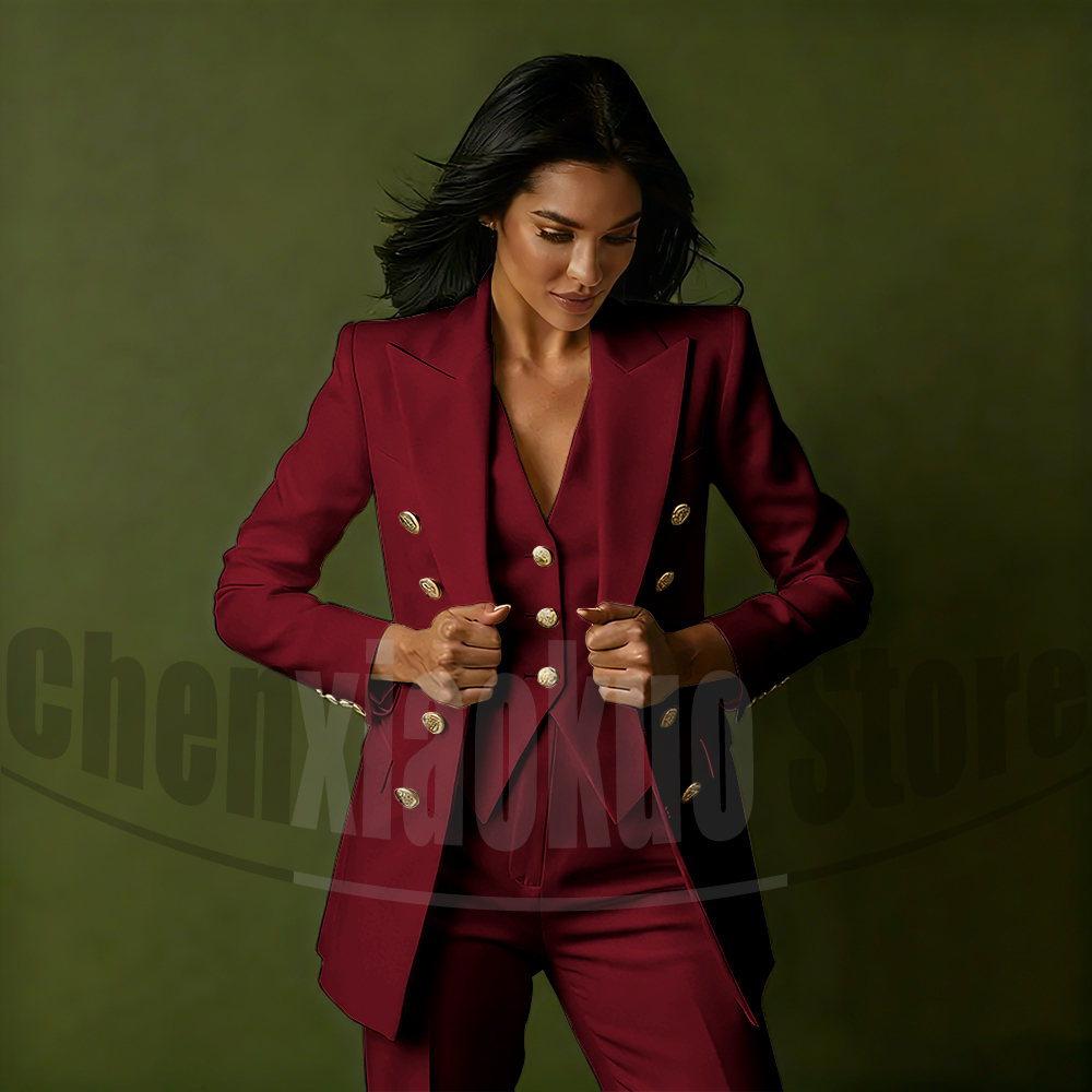 Zweireihiges dreiteiliges Anzu – Women Formal Wear Blazer Set Bewertung und Preis