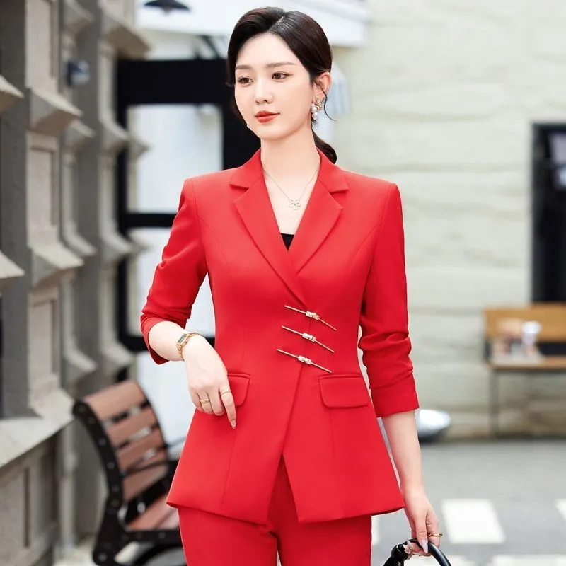 2025 mode Weiß Rot Schwarz Bla – Women Formal Wear Blazer Set Bewertung und Preis