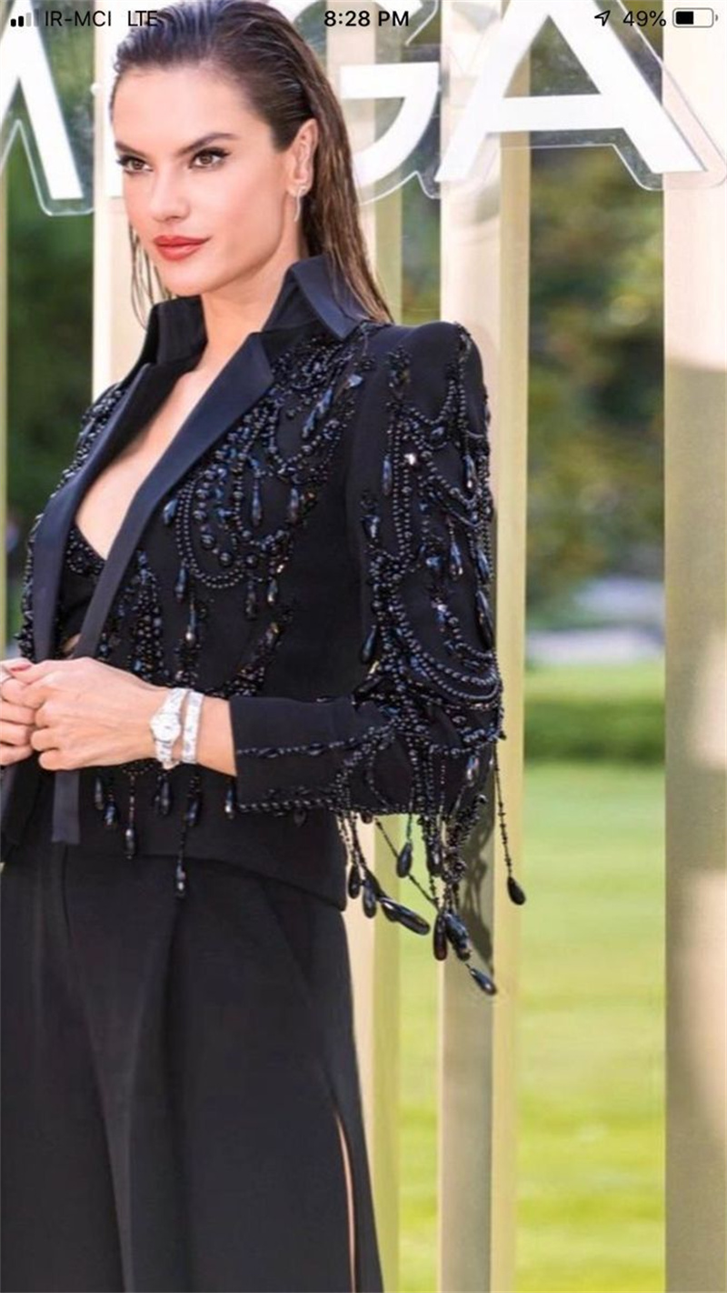 Schwarze Kristalle Damen-Anzüg – Women Formal Wear Blazer Set Bewertung und Preis