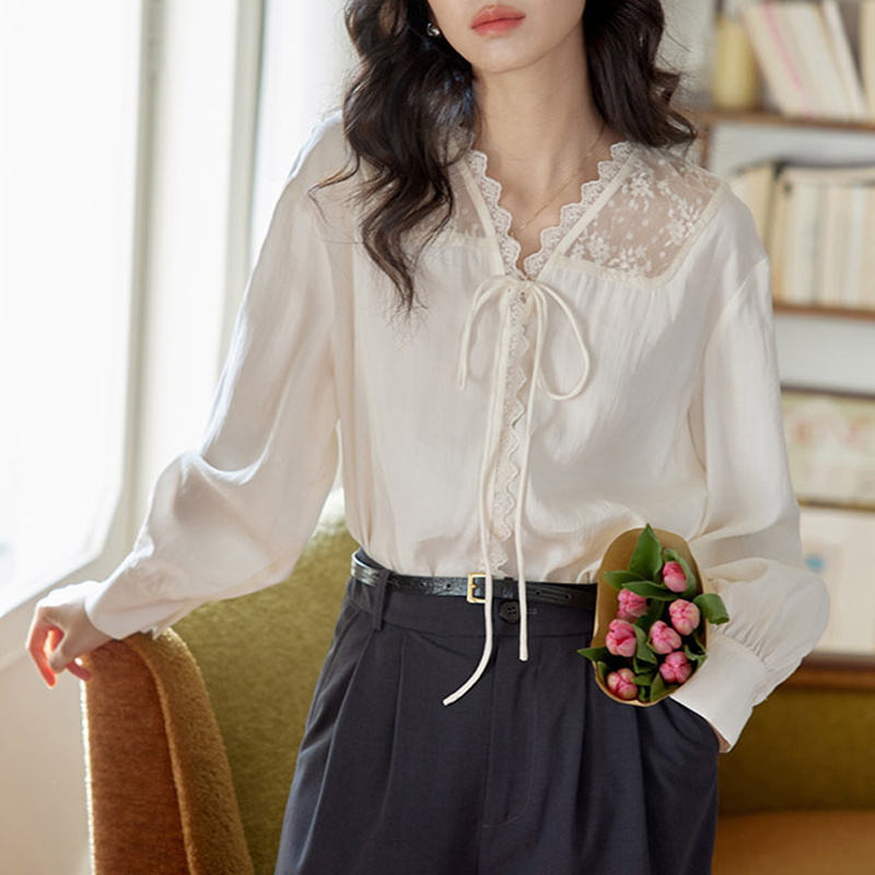 Langarmhemden für Damen, Satin – Women Formal Wear Korean Bewertung und Preis