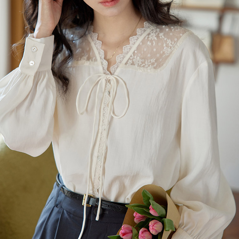 Langarmhemden für Damen, Satin – Women Formal Wear Korean Bewertung und Preis