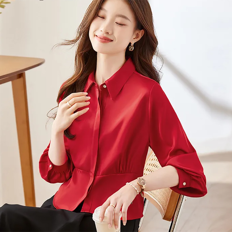 Langarmhemden für Damen, Baumw – Women Formal Wear Korean Bewertung und Preis
