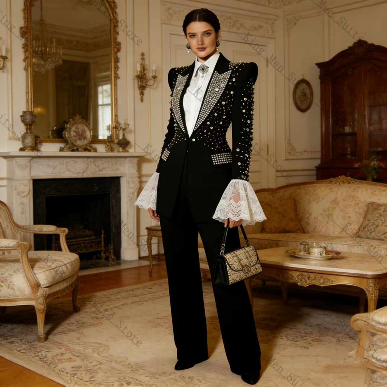 Crystals Schwarzes Damenanzug- – Women Formal Wear Blazer Set Bewertung und Preis