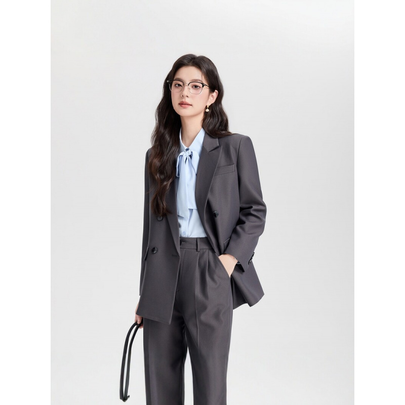 Marineblauer zweireihiger Dame – Women Formal Wear Korean Bewertung und Preis