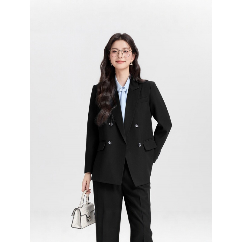 Marineblauer zweireihiger Dame – Women Formal Wear Korean Bewertung und Preis